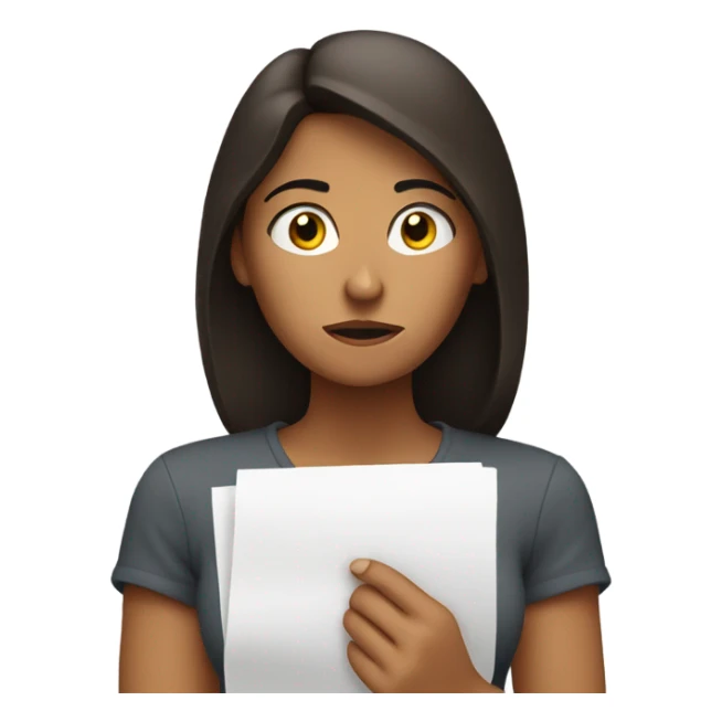 frustrated with doubts brunet woman with a paper on hands sticker