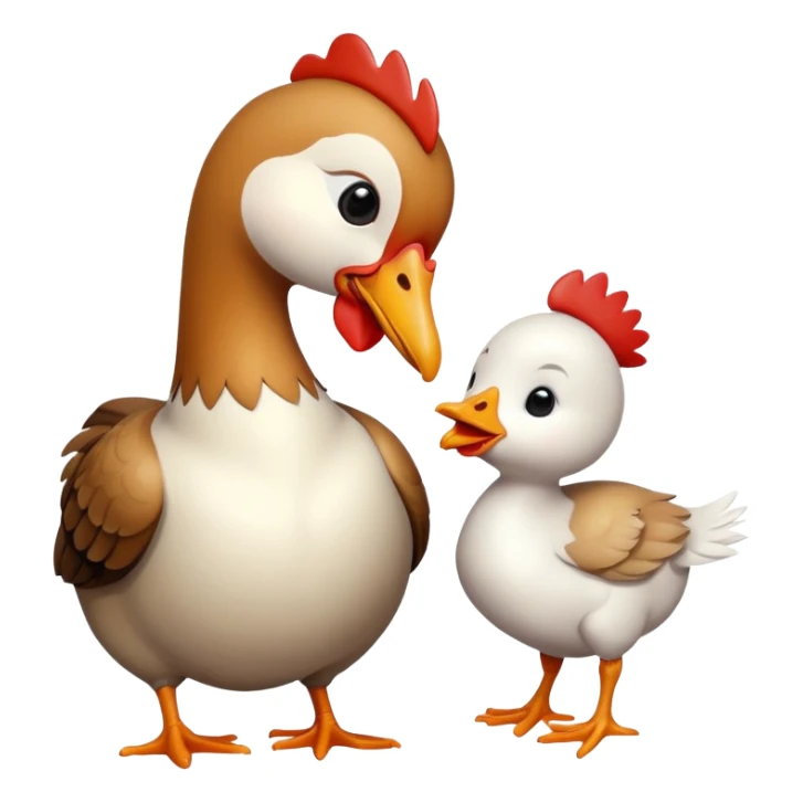 A goose kissing a chicken  sticker