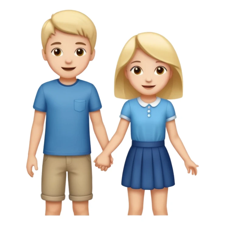 boy and girl holding hands, cheerful expression sticker