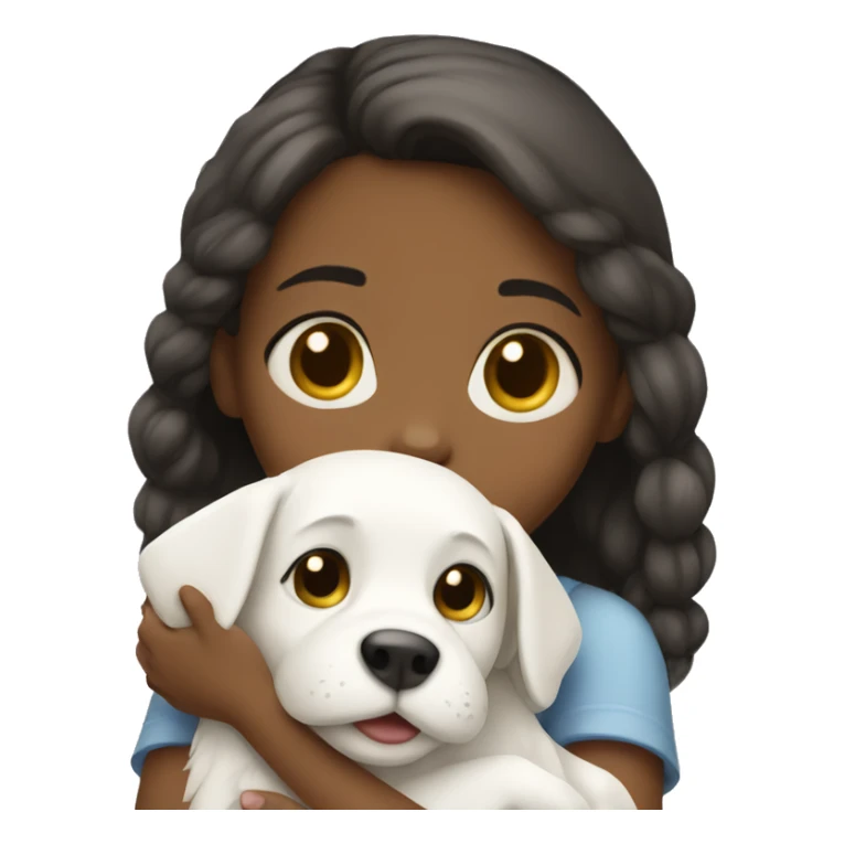Girl hugging white puppy  sticker