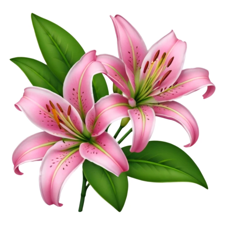 pink lilies with green leaves sticker