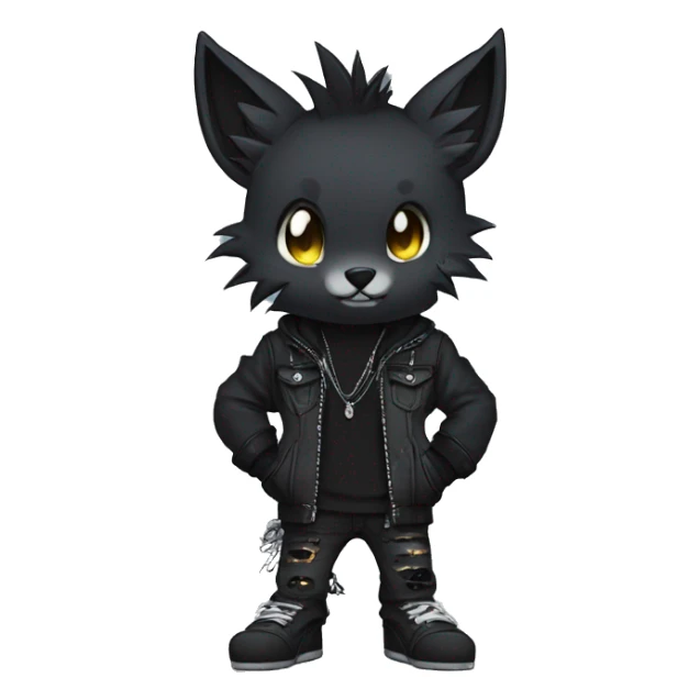 Dark Punk Edgy Cool FurSona Fakemon Full Body sticker