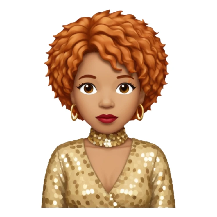 Macy Gray from Mary Mary with reddish blonde hair, cream sequin outfit sticker