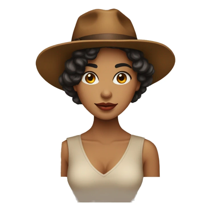 mulher morena com cabelo marrom olhos preto e com chapéu de cangaceiro sticker
