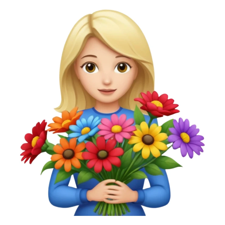 blonde woman with big bouquet of flowers  sticker