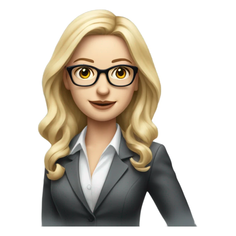 Pretty Caucasian blonde woman with glasses in a suit working, hyper realistic  sticker