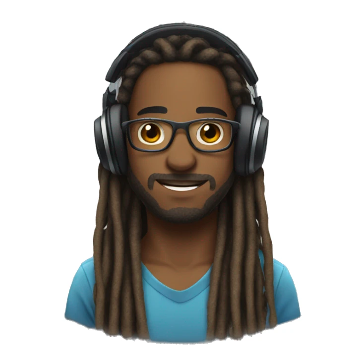 a streamer with dreads and headphones no beard sticker
