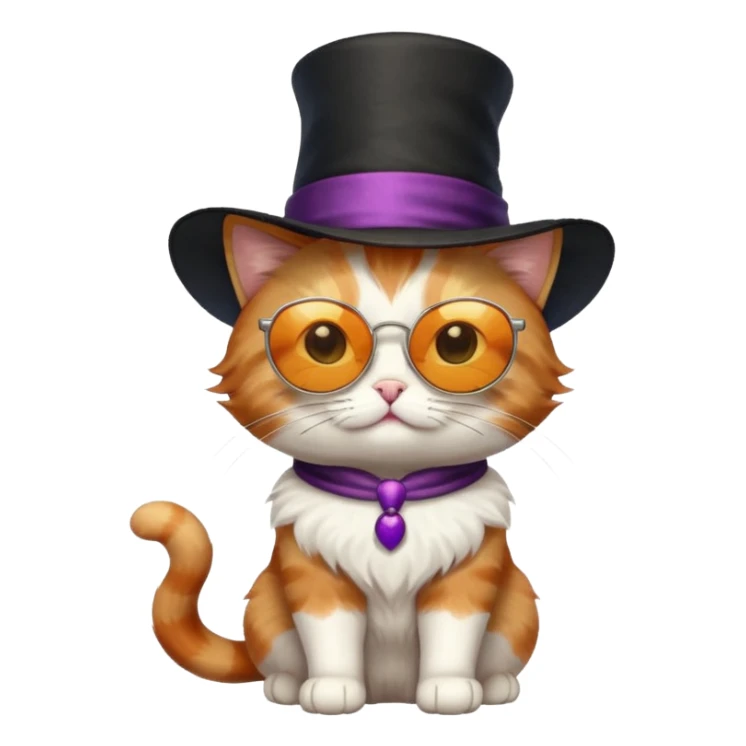emoji prompt: a cat with sunglasses and magician hat sticker