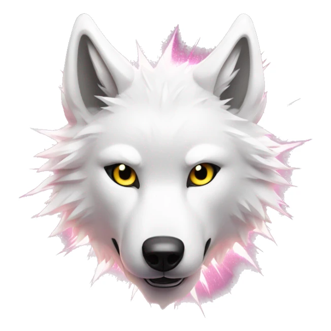 Lightning running sparkling glitter white wolf snarling huge eyes sun halo black white pink red yellow sticker