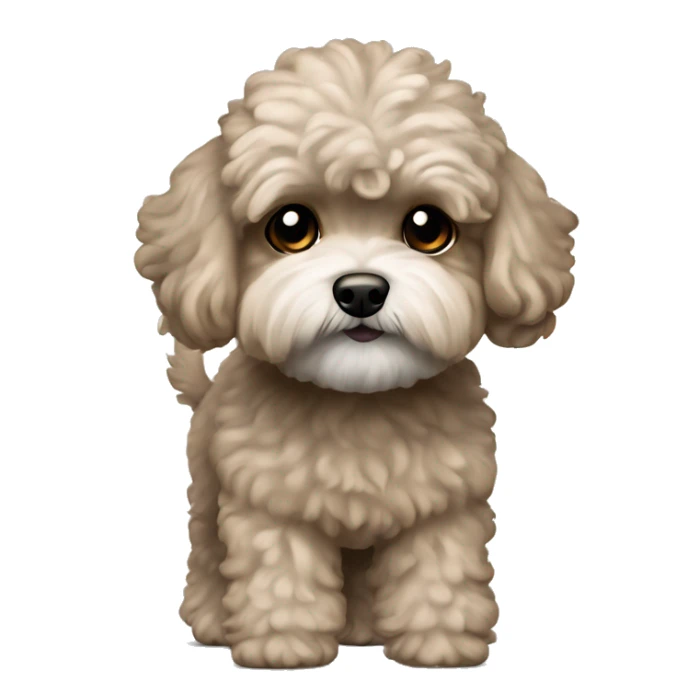 Old Dog maltipoo ash brown fur full body standing sticker
