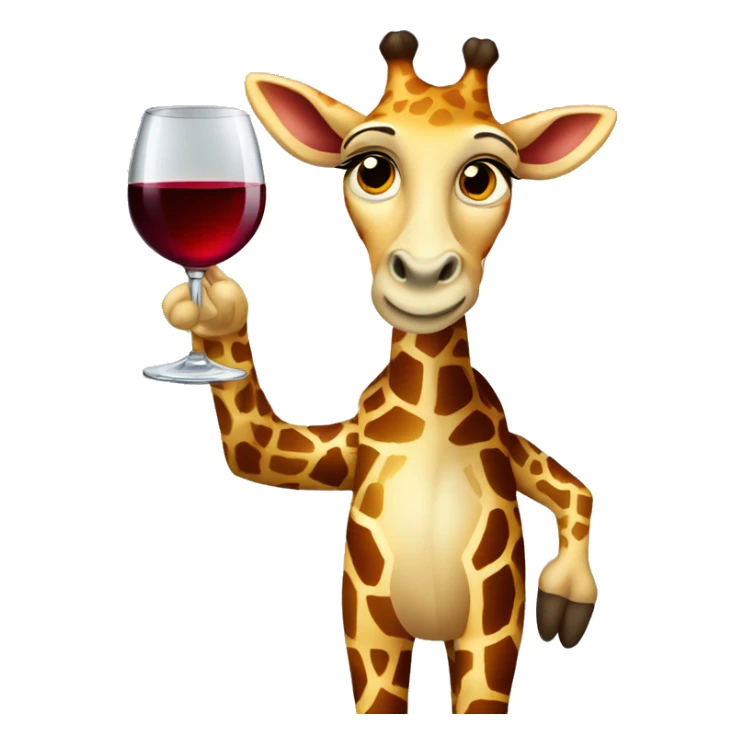 French giraffe holding red wineglass sticker