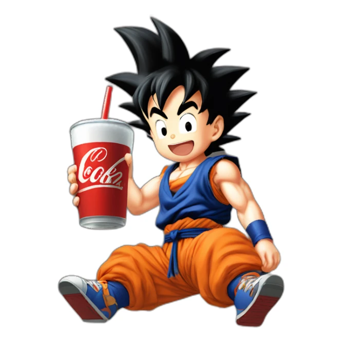 Son goku drink coke on flying nimbus sticker
