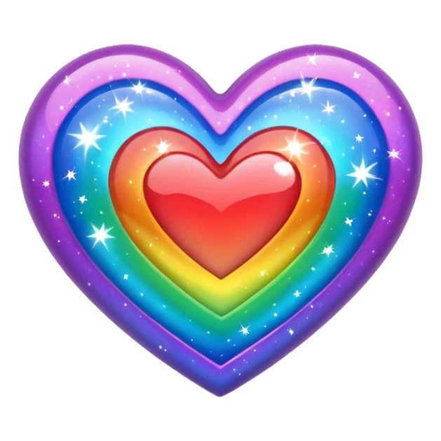 Rainbow- colored heart with sparkles  sticker