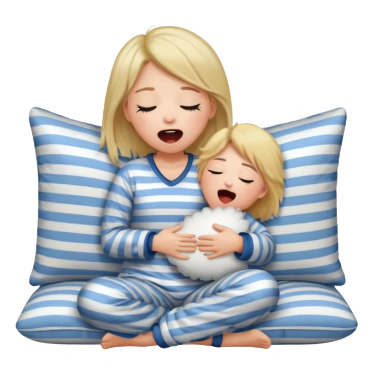 {
      "type": "human",
      "look": "girl in striped pyjamas, yawning, holding pillow",
      "description": "a sleepy girl in striped pyjamas yawning while holding a pillow"
    } sticker
