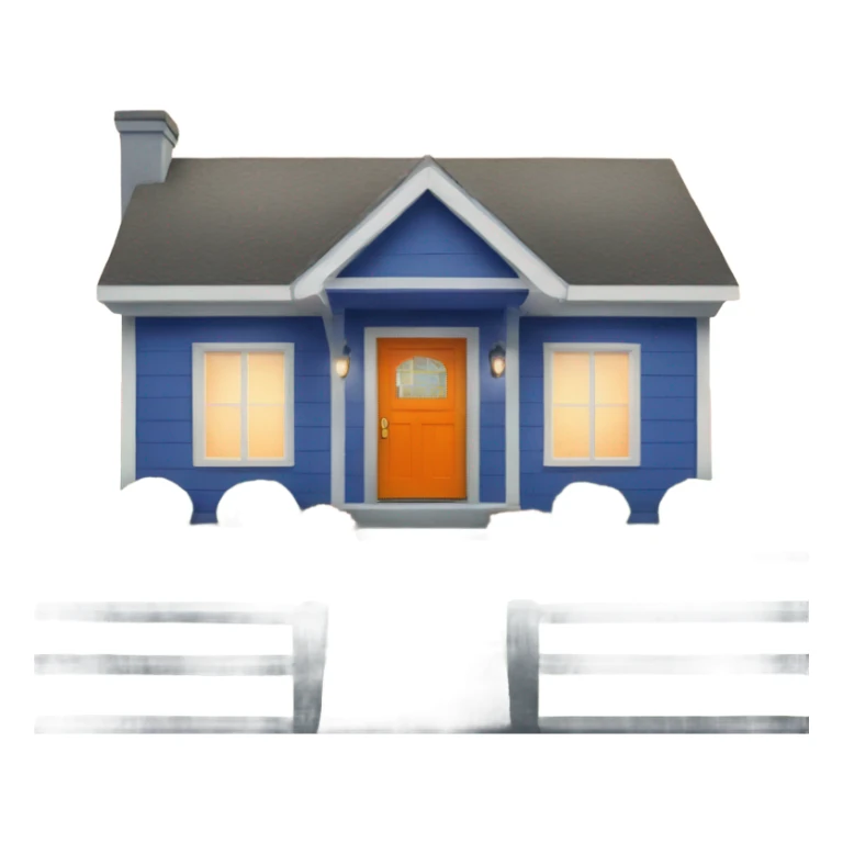 Sapphire colored ranch style house with an orange front door  sticker