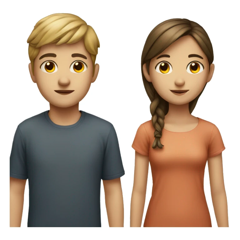 girl and boy portrait less smile  sticker