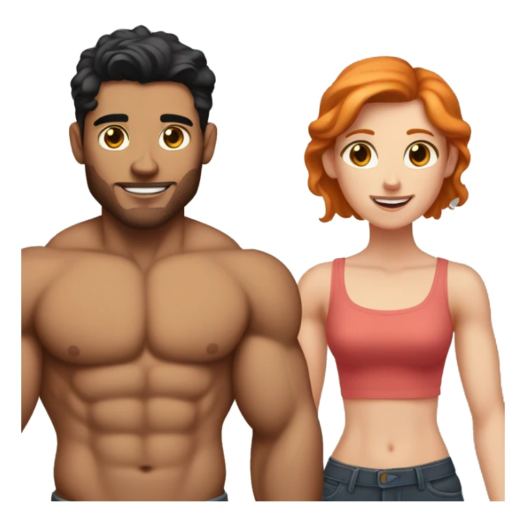 Muscular brunette handsome boyfriend with ginger girlfriend sticker