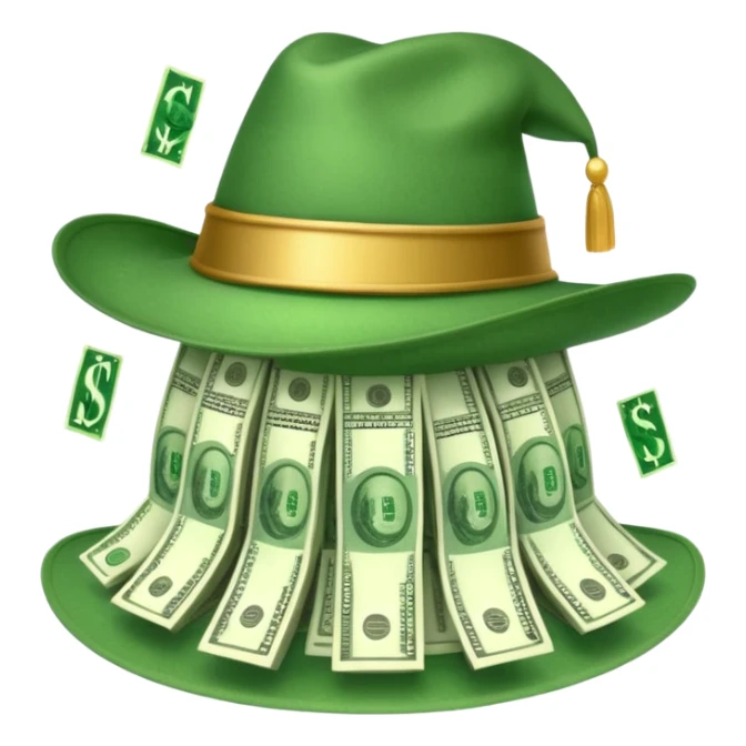 gorro de magia lleno de dolares sticker