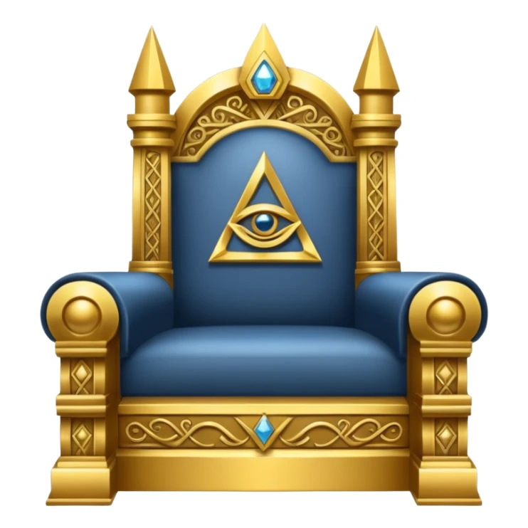 wide big iron gold Illuminati throne ornate and imposing sticker
