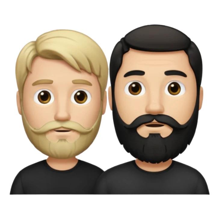 Man with a beard and long hair black gathered with another short-haired blond man sticker