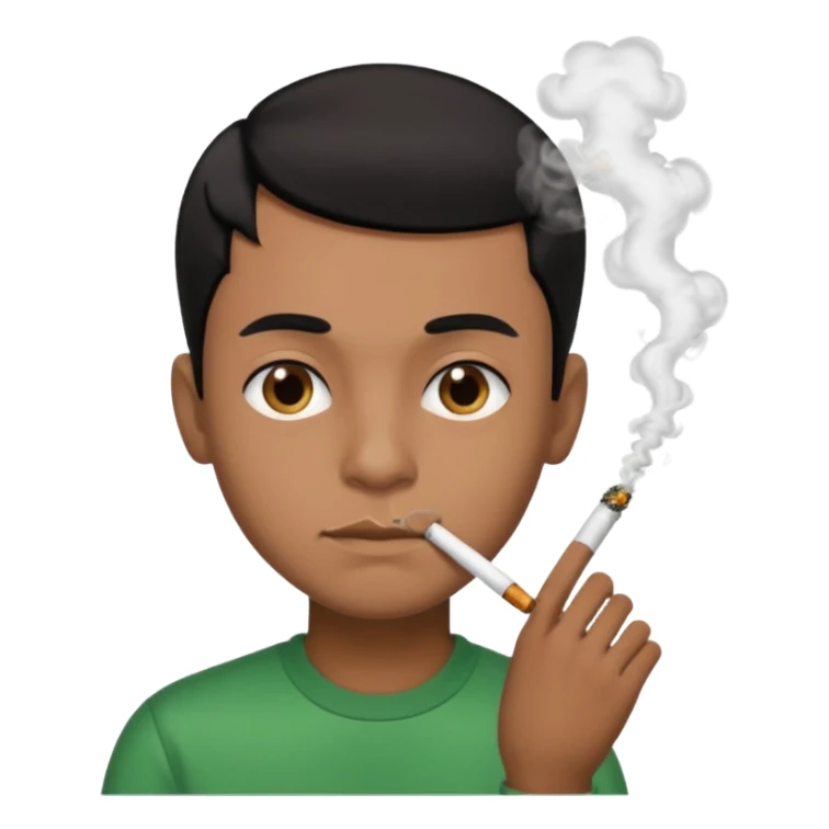 Brown boy with black combover hairstyle smoking weed sticker