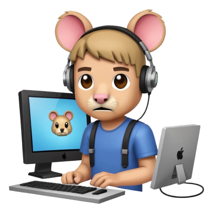 a Minecraft character (with the skin the YouTuber RabidGerbil773 uses)  in front of a computer annoyed  sticker