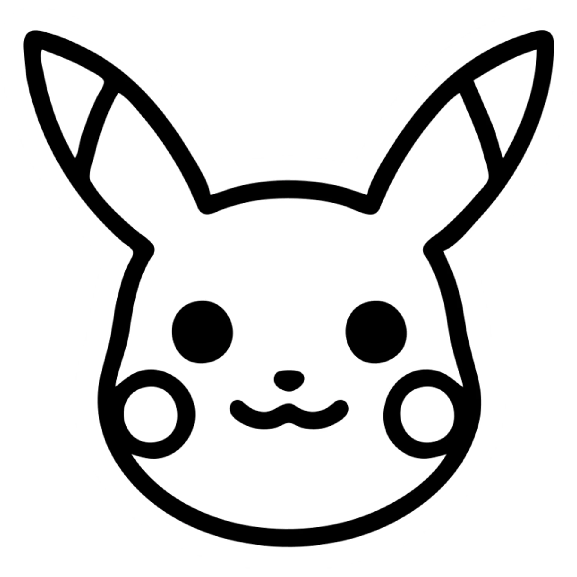 Pikachu face, minimalist outlined icon, geometric lines, no fill, professional look sticker