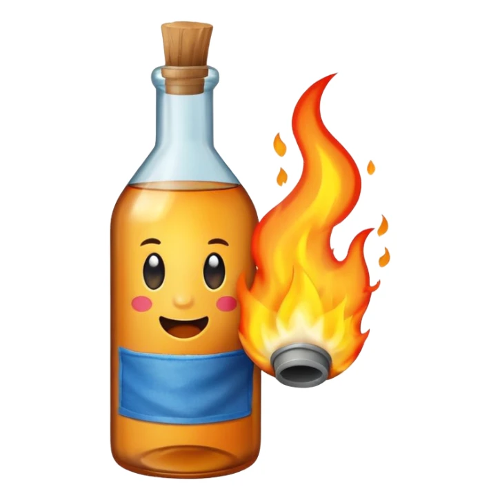 Bottle of fuel with burning rag in it  being thrown  sticker