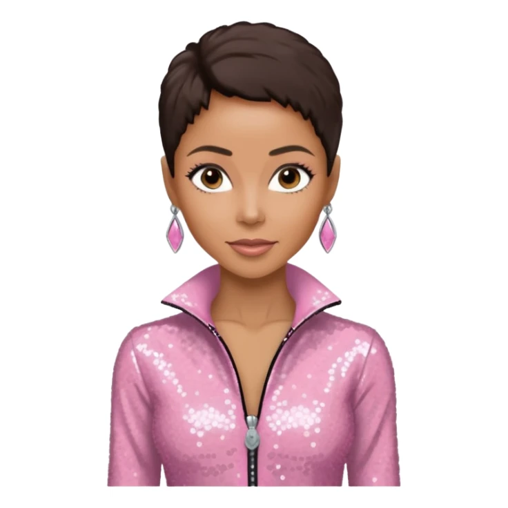 Jada Pinkett Smith with dark brown hair, light pink sequin outfit sticker