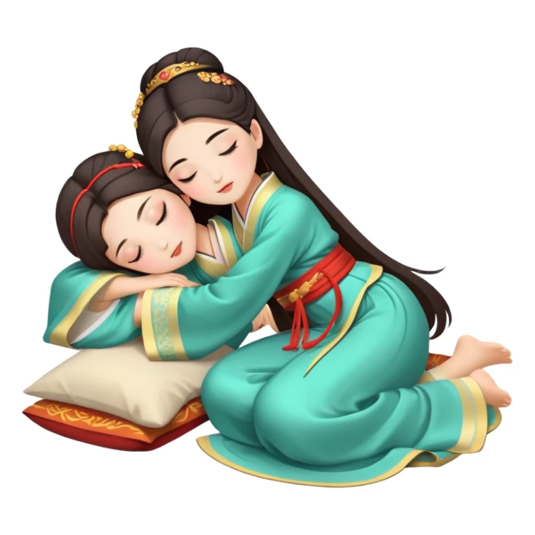 Beautiful girl in Hanfu lying on the ground sleeping sticker