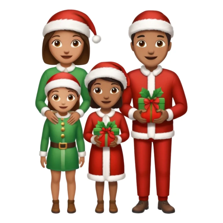 Family in   Christmas dressing sticker