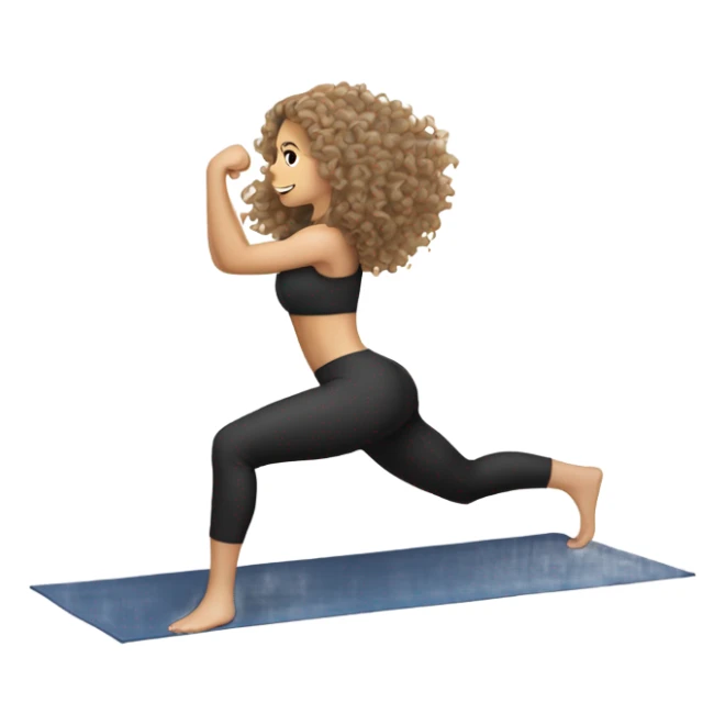White girl with long curly  hair doing glutes training   sticker
