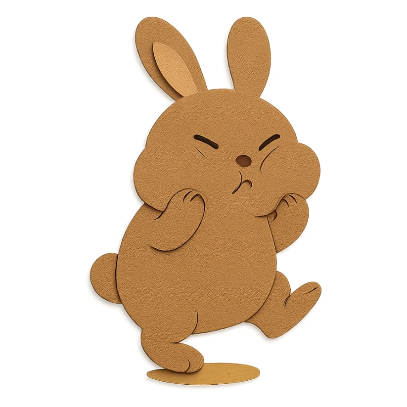 full-body mocha bunny puffing cheeks and stamping foot sticker