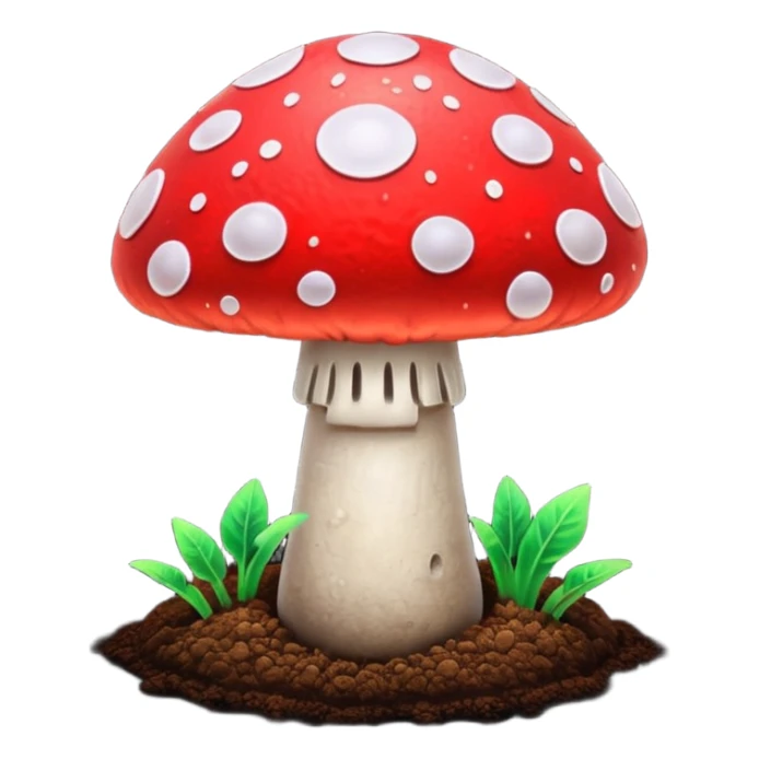 neon glowing magic mushroom with dirt sticker