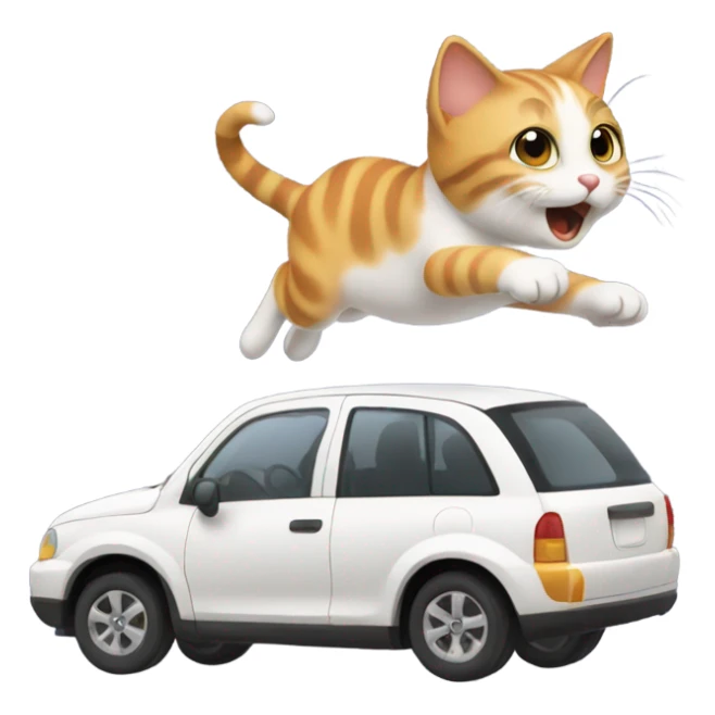 Cat jumping out of car sticker