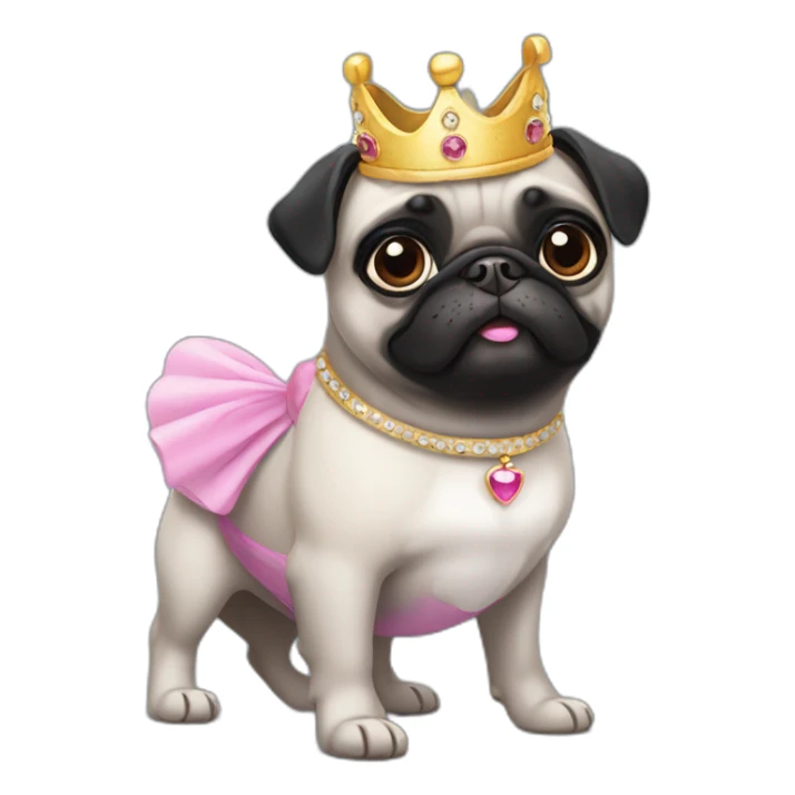 Black pug dog wearing a princess crown sticker