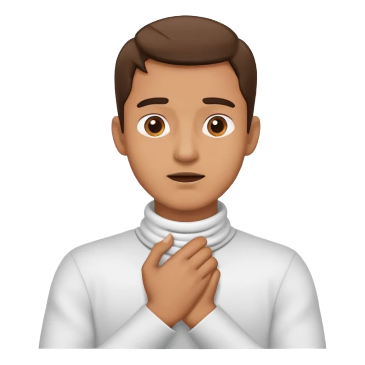 hands crossed holding throat man sticker