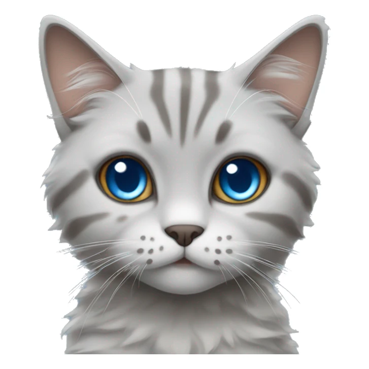 Grey Fluffy Rag doll cat with a gray tabby cat pretty face blue eyes sticker