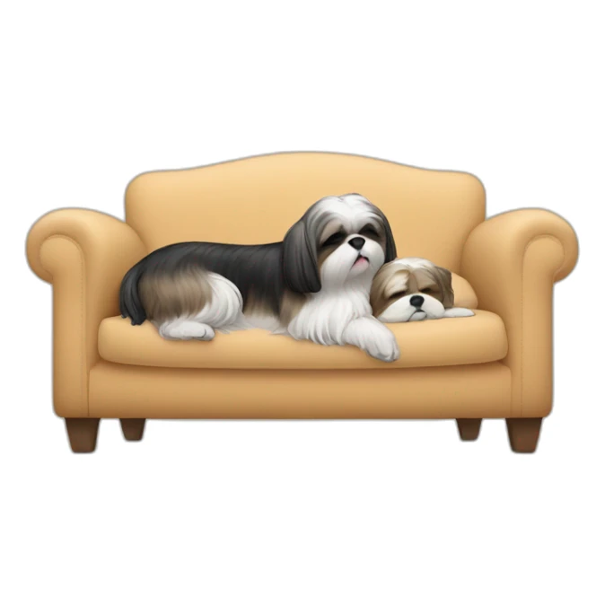 Shih tzu dog and human woman sleeping on couch sticker
