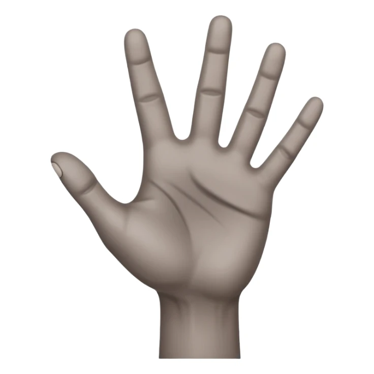 front angle view of a grey colored arm and 5 fingered hand reaching out sticker