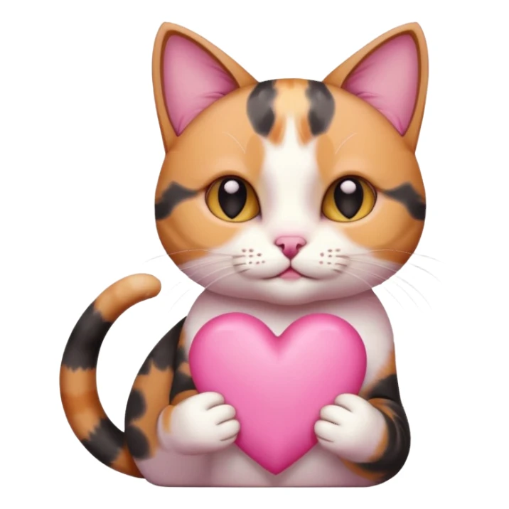 cat holding a pink heart sticker