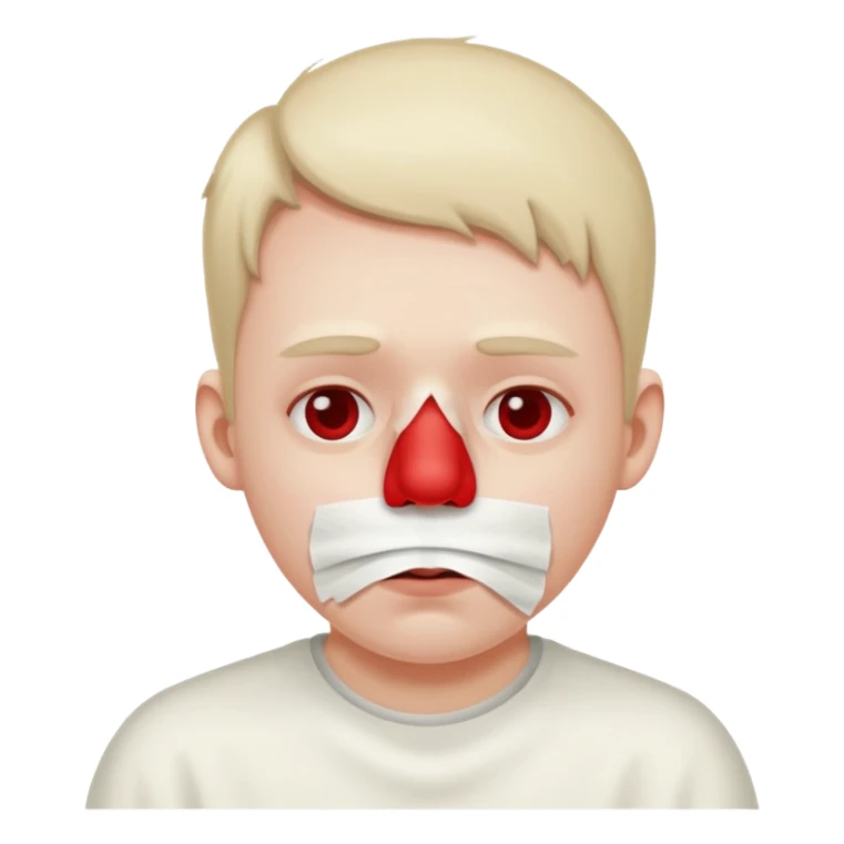 sick person with tissue on nose, fever and red nose. sticker