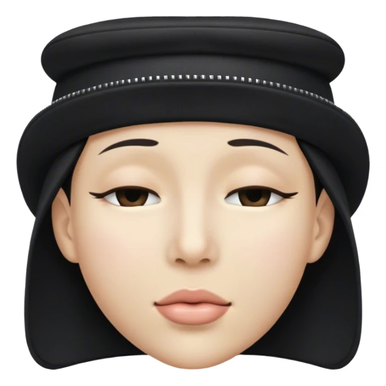 Un emoji de boca cerrada con cierre y con un gorro negro hacia un lado sticker