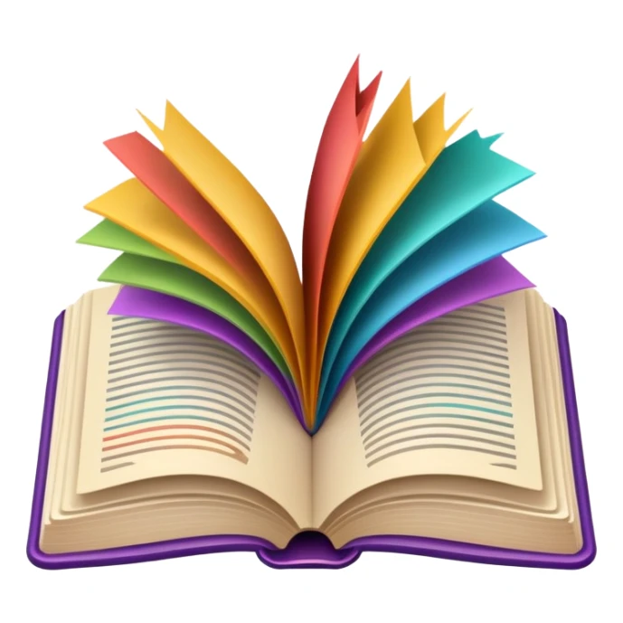 Open book with colorful pages sticker