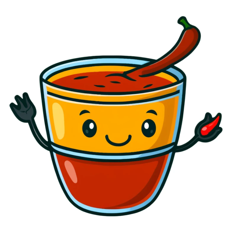 cute cartoon red chili chutney character with spicy expression sticker