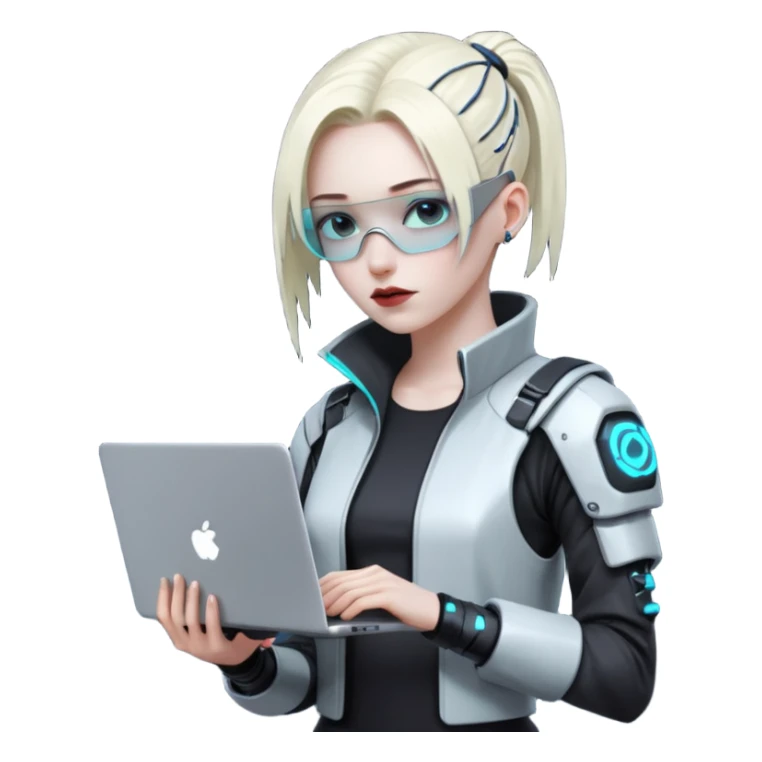 cyber punk holding laptop sticker