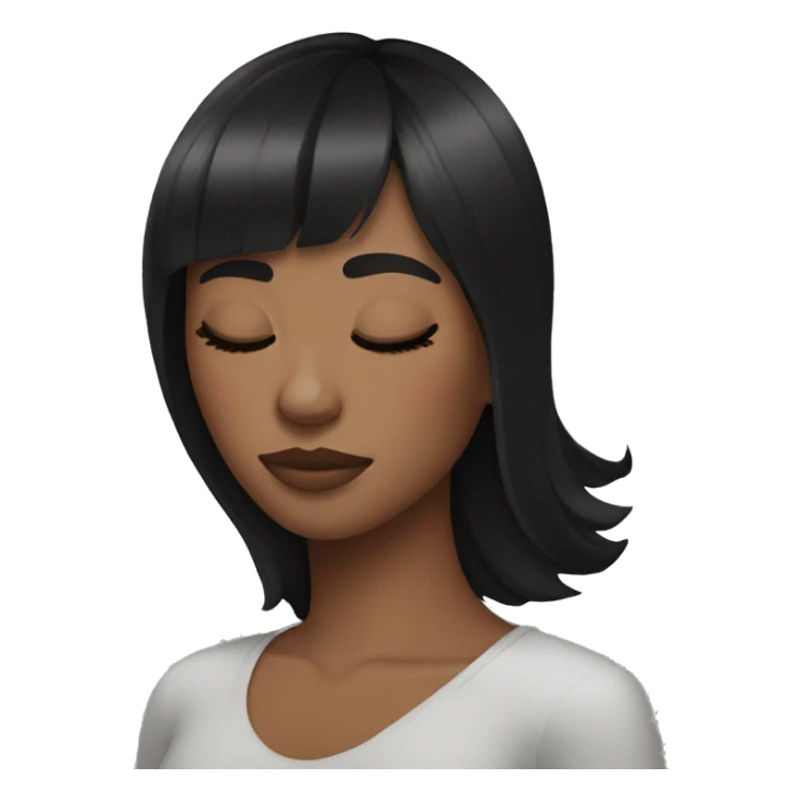 Woman Black hair with bangs sleeping  sticker