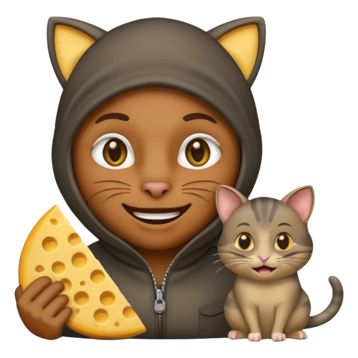 robber emoji with money cheese cat with rat sticker