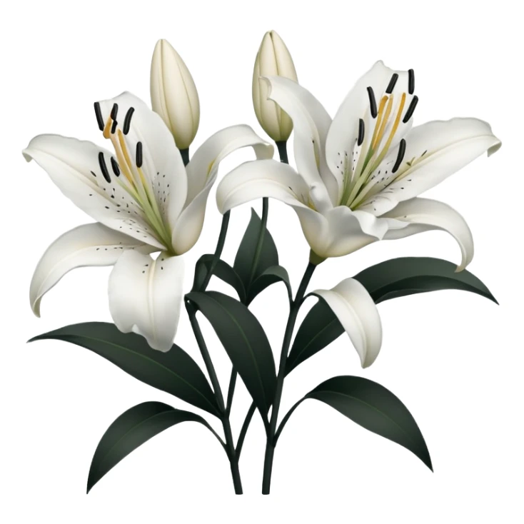 black and white lillies outline sticker