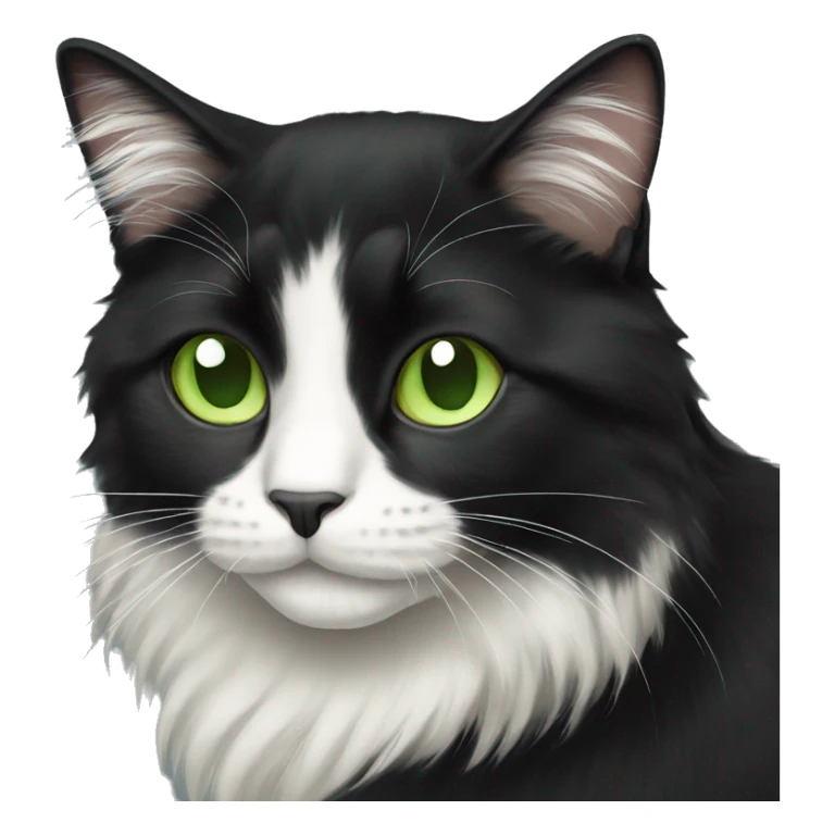 Black long haired cat with light green eyes sticker